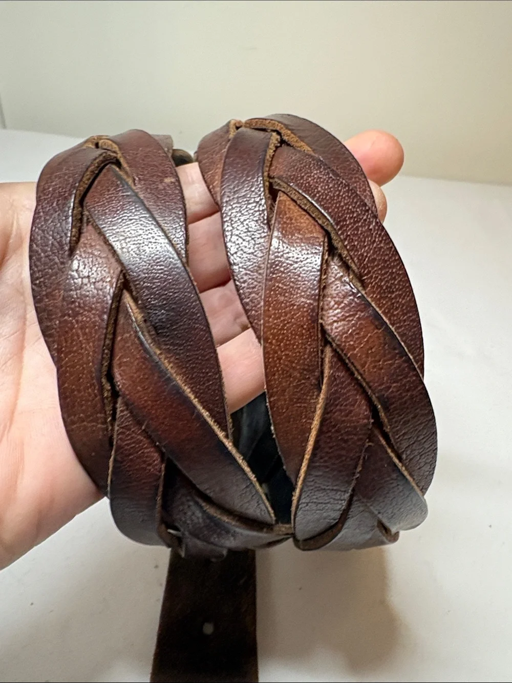 Hollister Brown Braided Leather Belt Size XS/S